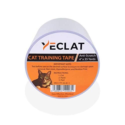 Yeclat Cat Tape for Protecting Furniture from Scratches and Claws While Training - Hypoallergenic and Residue Free Double Sided Cat Scratch Tape